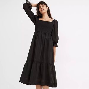 Madewell Lucie Elbow Sleeve Smocked Midi Dress
